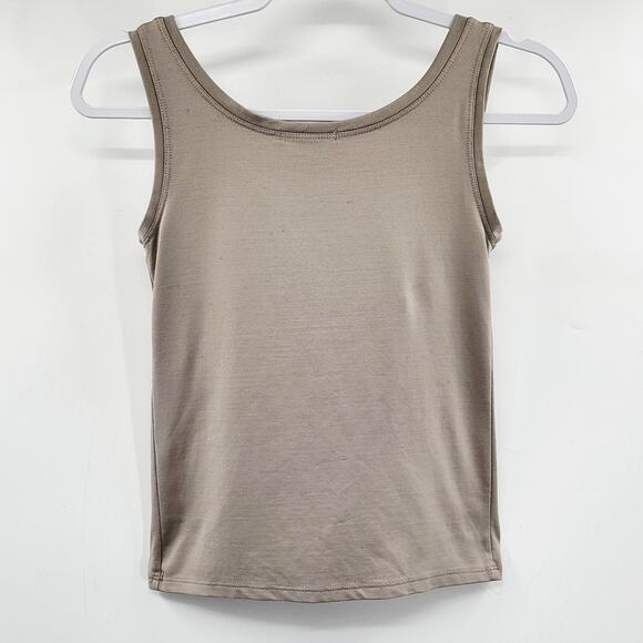 Alfani Petite Taupe Scoop Neck Sleeveless Tank Top Women's Size PS Made in USA - Picture 2 of 4